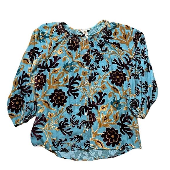 Sundance Blue Floral Blouse - Picture 1 of 6